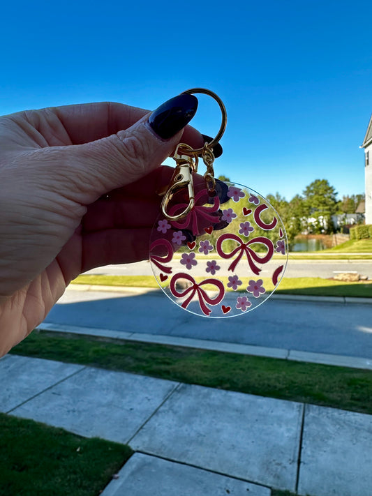 Pink Bow Keychain