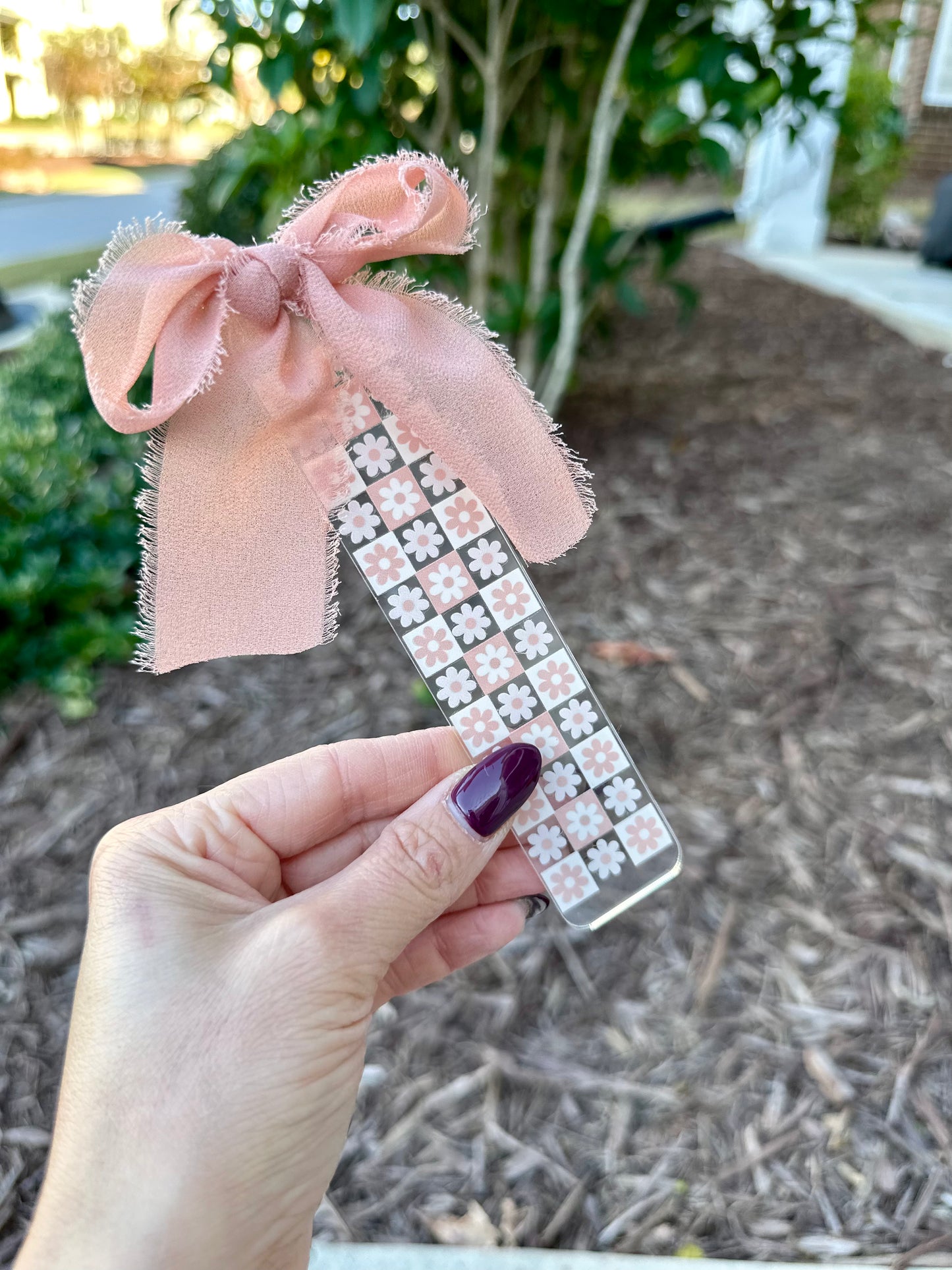 Checkered Flower Bookmark
