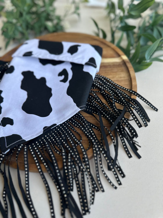 Faux Leather Rhinestone Fringe Trim