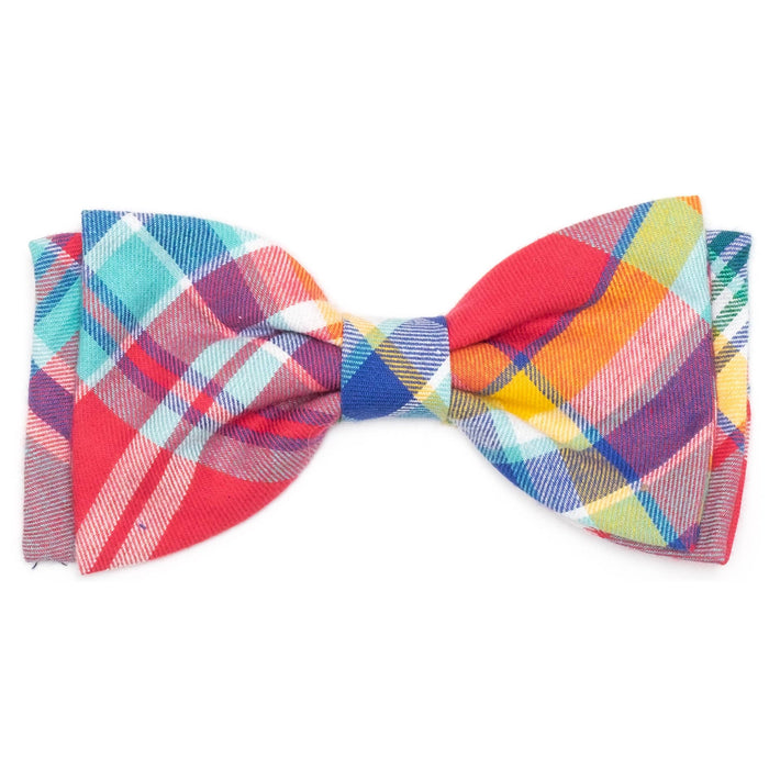 Coral Plaid Bow Tie
