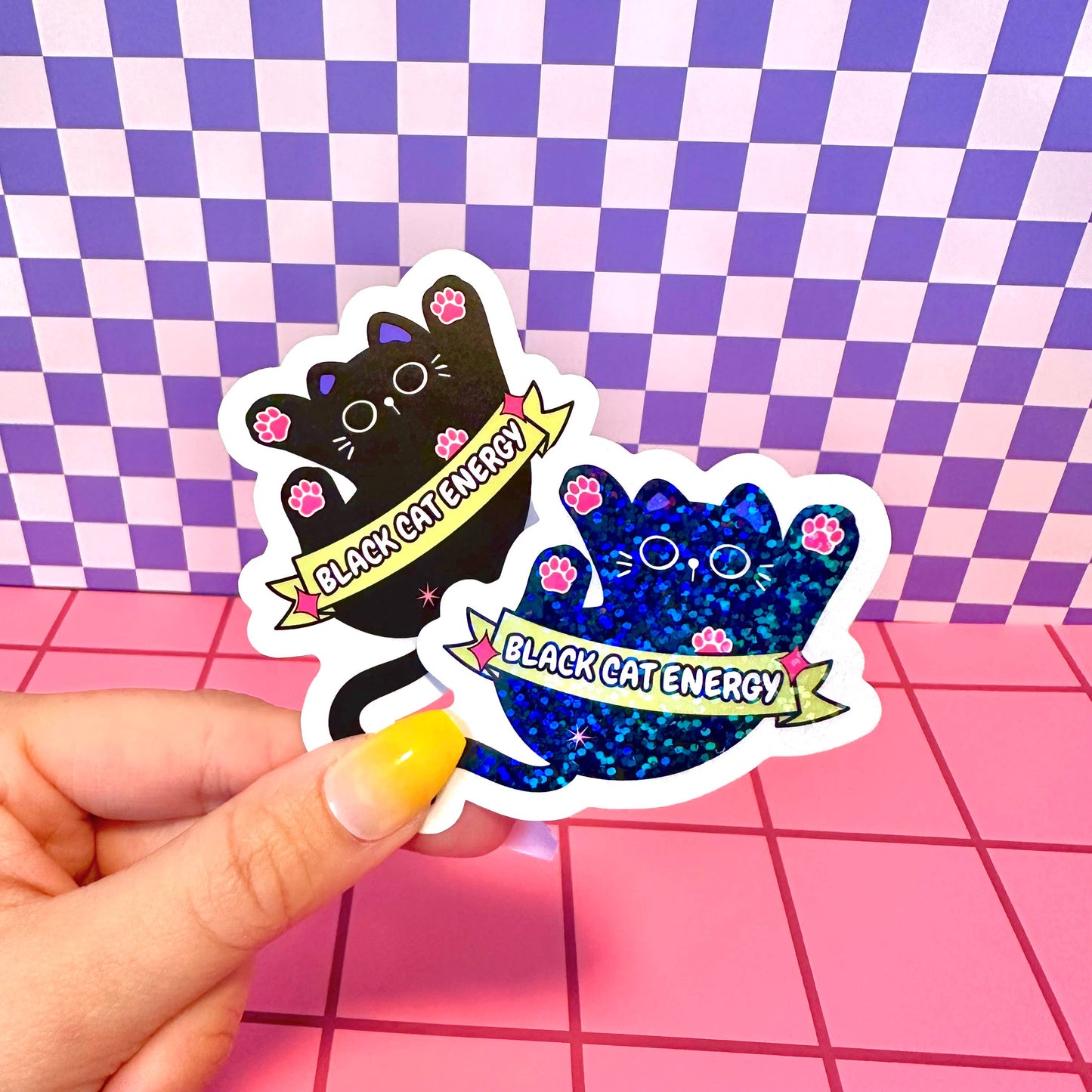 Black cat energy sticker