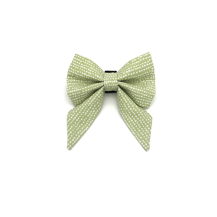 Green Polka Dot Sailor Dog Bow: Large