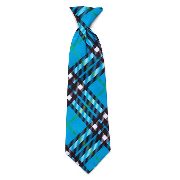Bias Plaid Blue Neck Tie: Red / Small