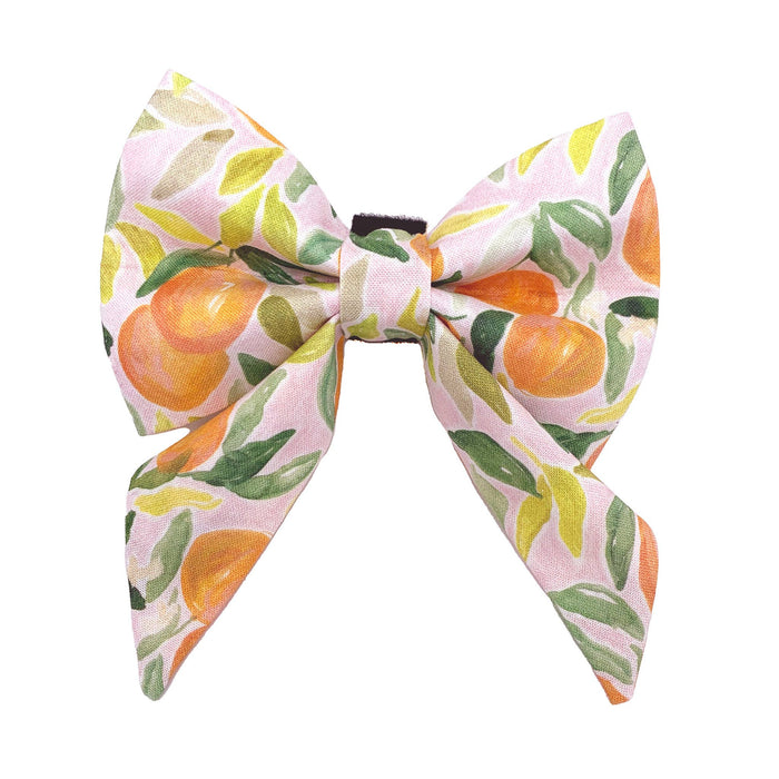 Clementine Orange Sailor Dog Bow: Large