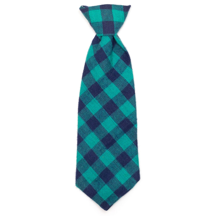 Green/Navy Buffalo Check Neck Tie: Green/Navy / Large