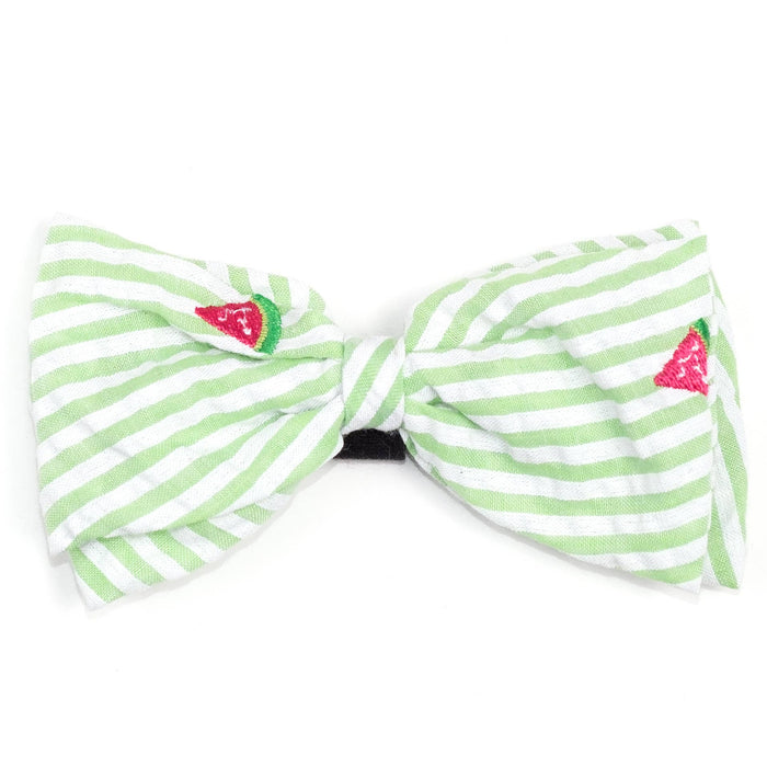 Green Stripe Watermelon Bow Tie: Green / Large