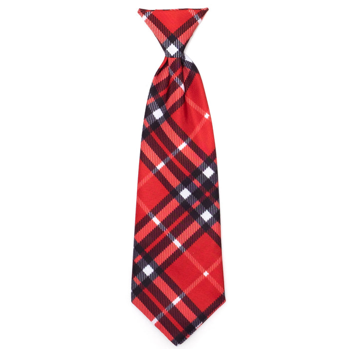 Bias Plaid Blue Neck Tie: Red / Small