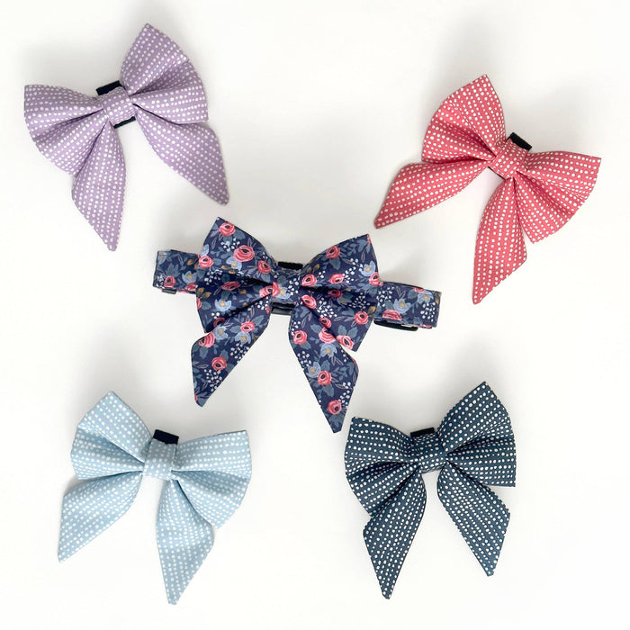 Green Polka Dot Sailor Dog Bow: Large