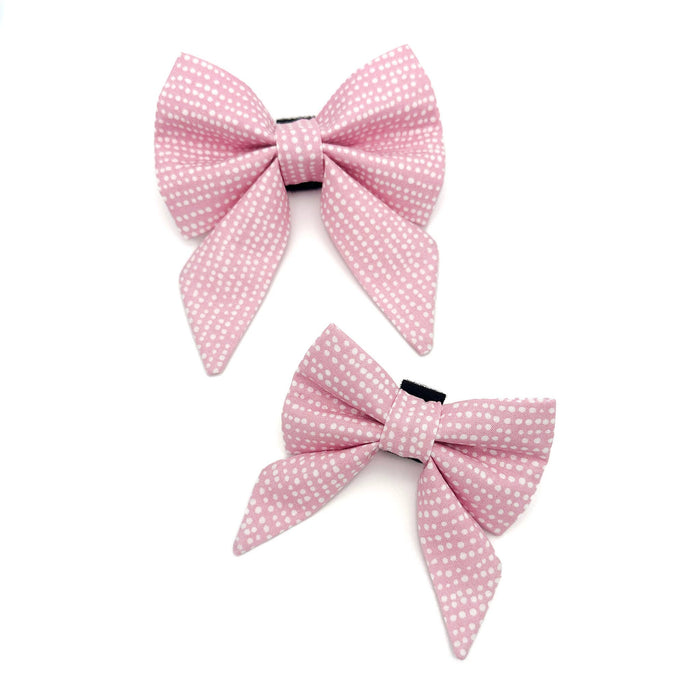 Pink Polka Dot Sailor Dog Bow: Large