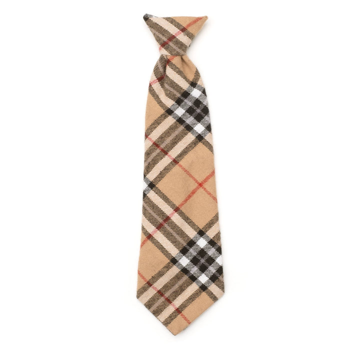 Tan Plaid Neck Tie: Tan / Small