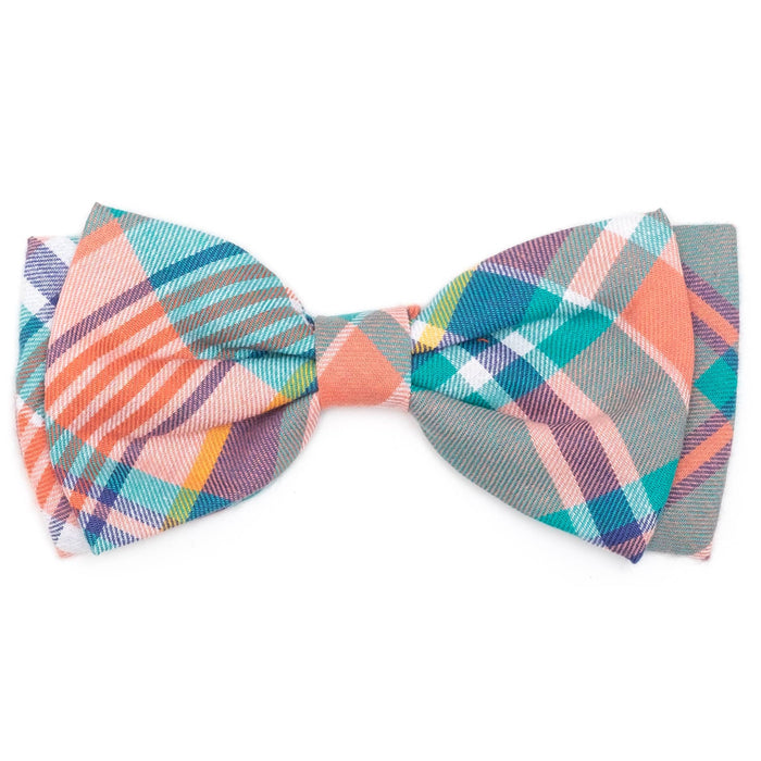 Peach Multi Plaid Bow Tie: Peach Multicolored / Large