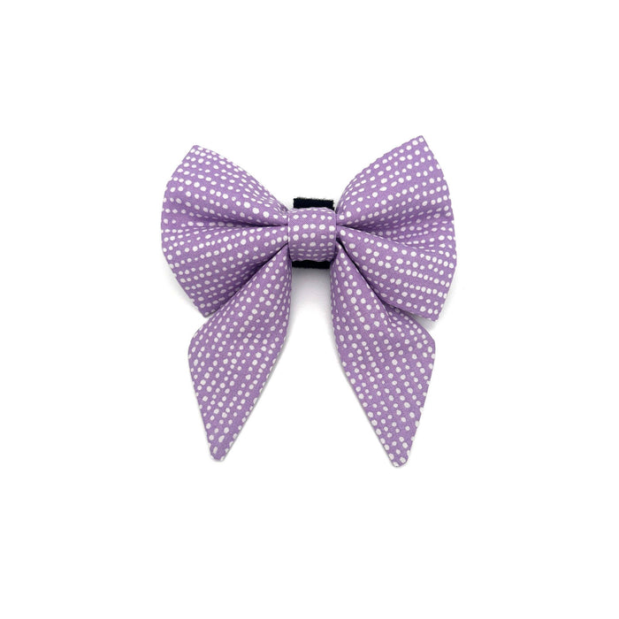 Purple Polka Dot Sailor Dog Bow: Large