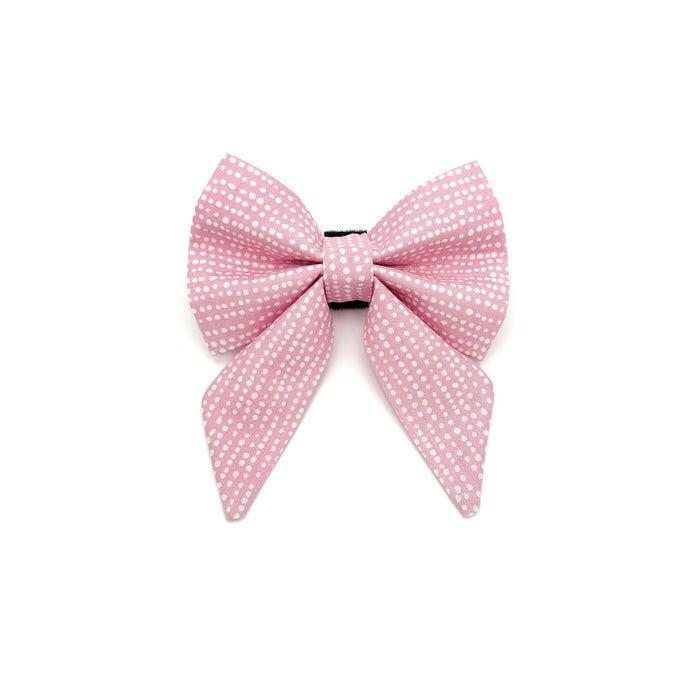 Pink Polka Dot Sailor Dog Bow: Large