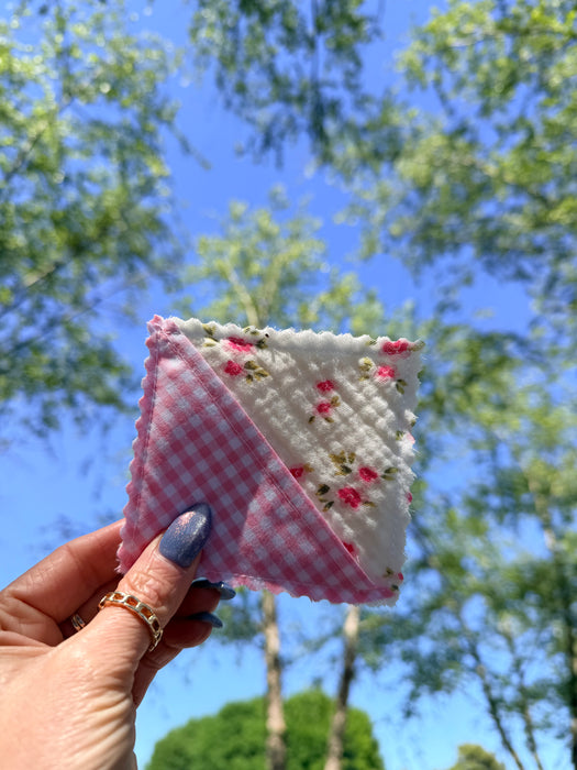 Pink Floral Fabric Corner Bookmark