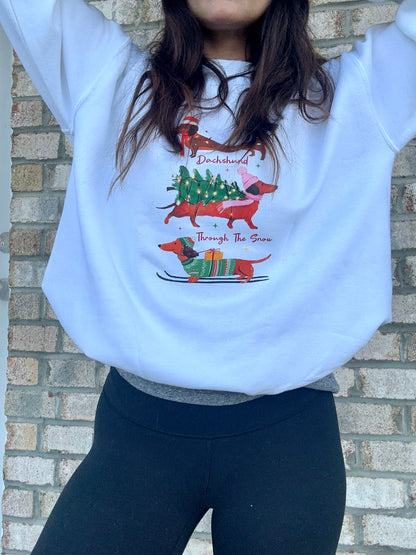 Dachshund All The Way Crewneck Sweatshirt