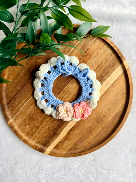 Pink Floral Crochet Bandana