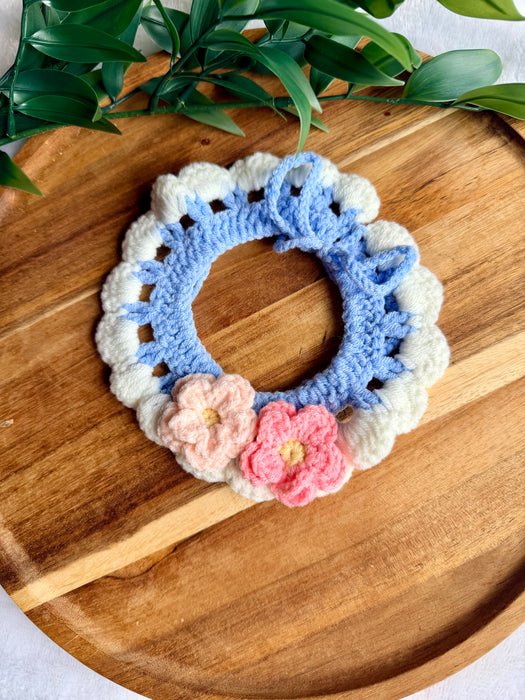 Pink Floral Crochet Bandana
