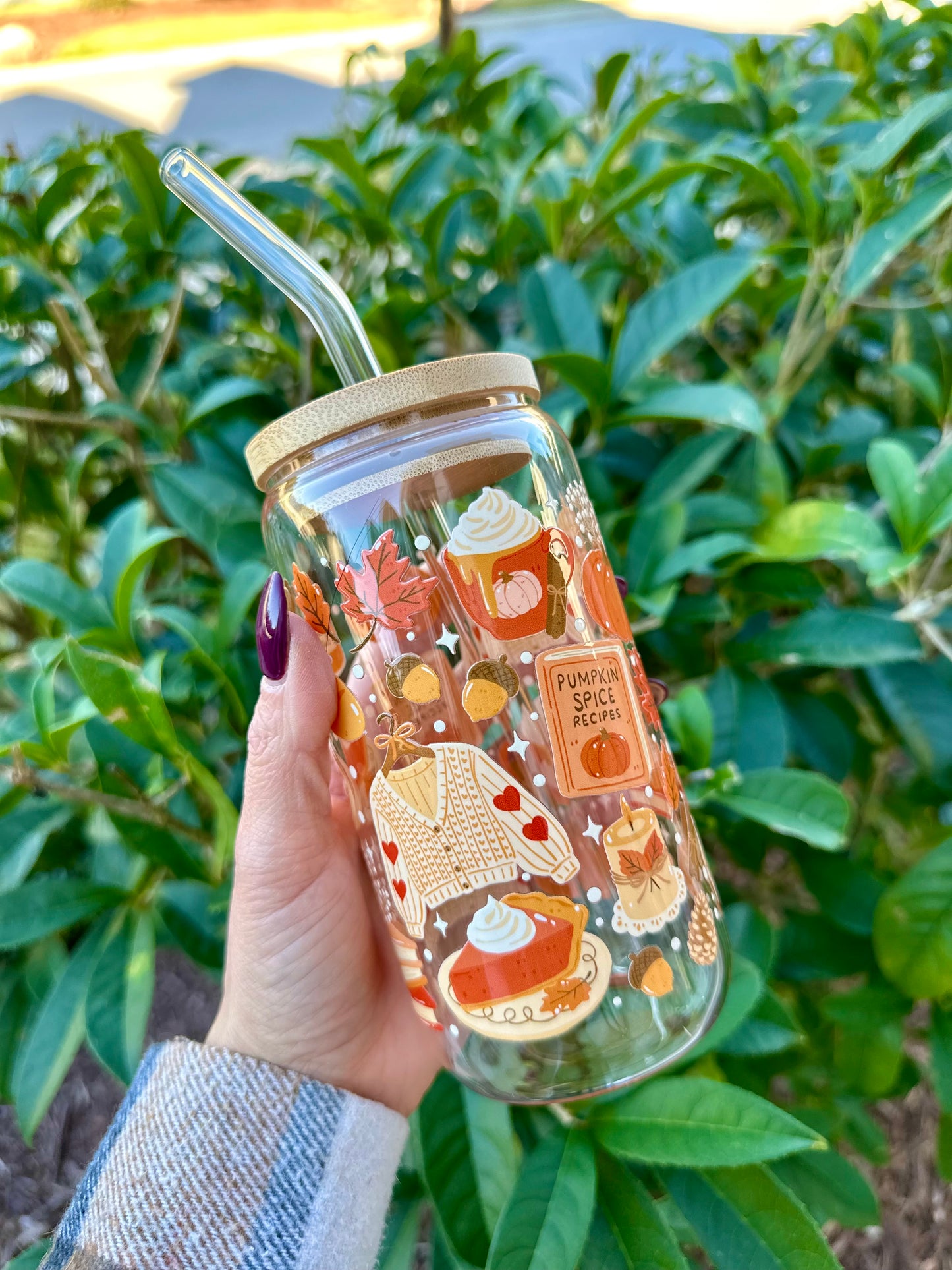 Cozy Pumpkin Spice Glass Cup