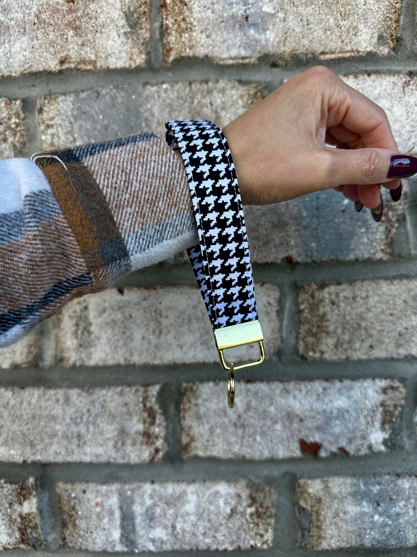 Black & White Plaid Wristlet