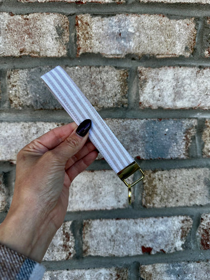 Beige Stripe Key Wristlet
