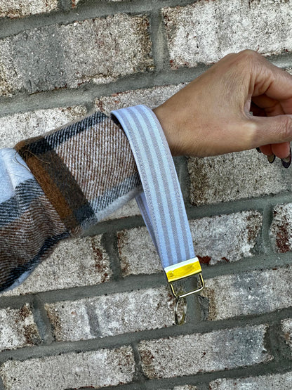 Beige Stripe Key Wristlet