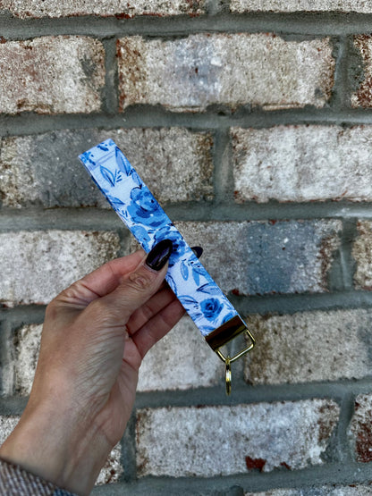 Blue Blossom Key Wristlet