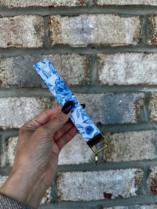 Blue Blossom Key Wristlet