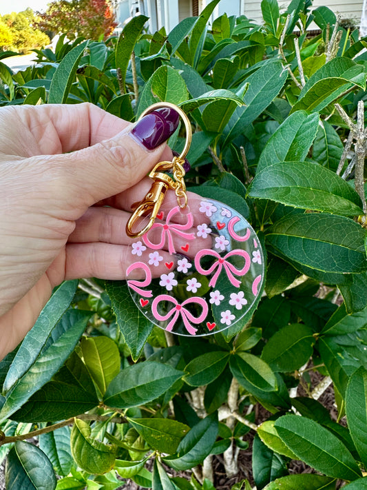 Pink Bow Keychain
