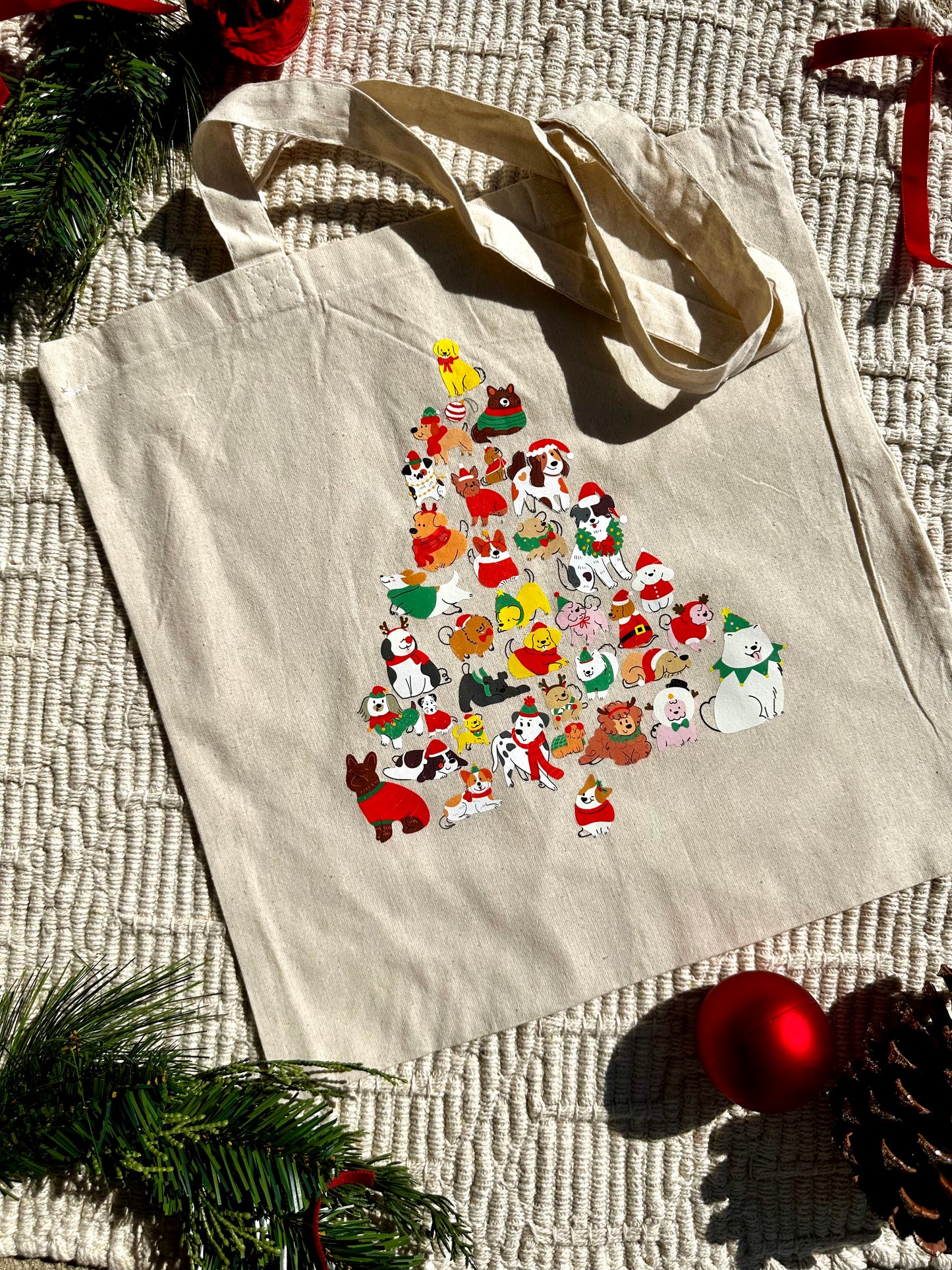Dog Christmas Tree Tote Bag