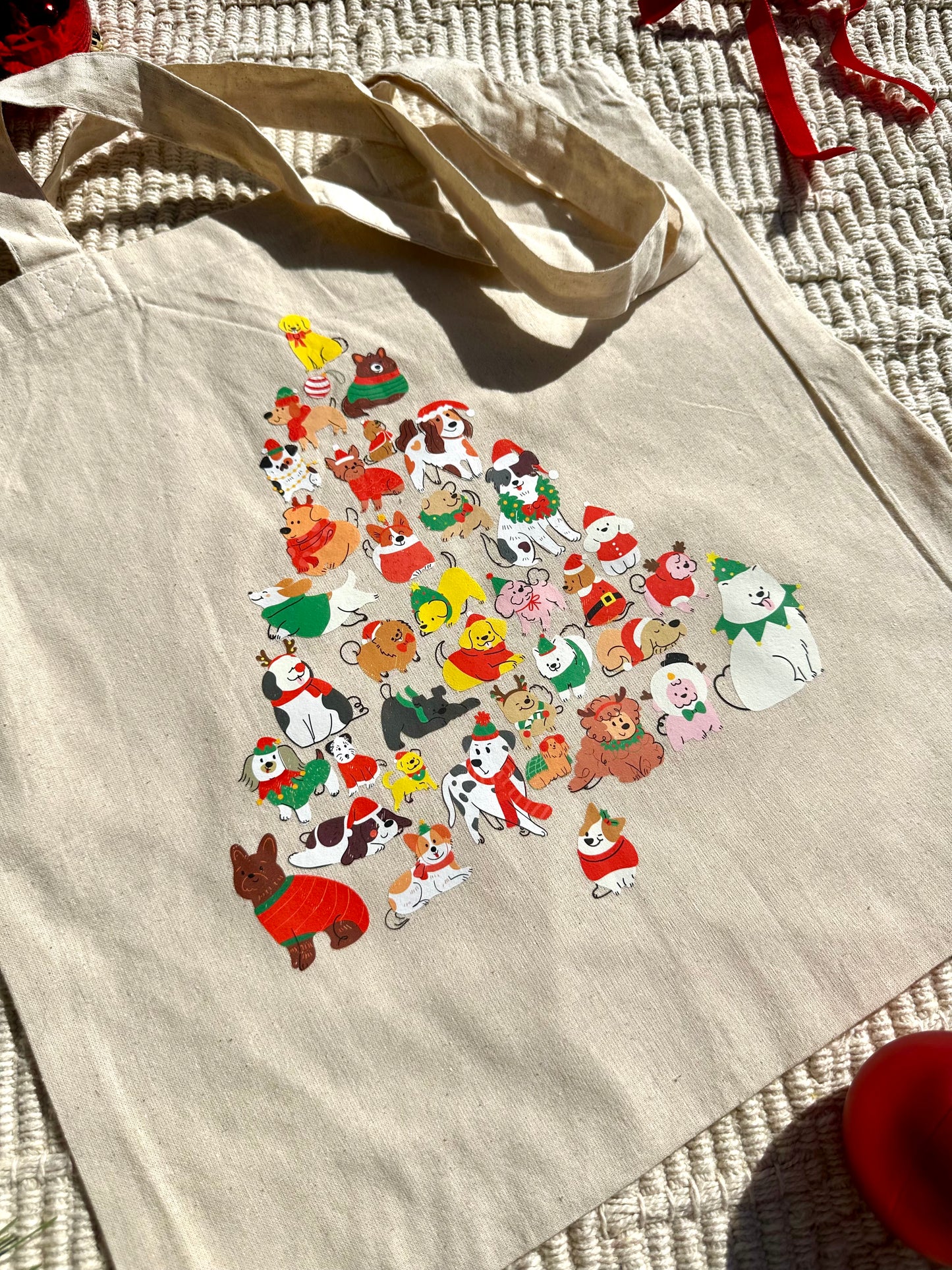 Dog Christmas Tree Tote Bag