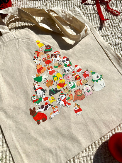 Dog Christmas Tree Tote Bag