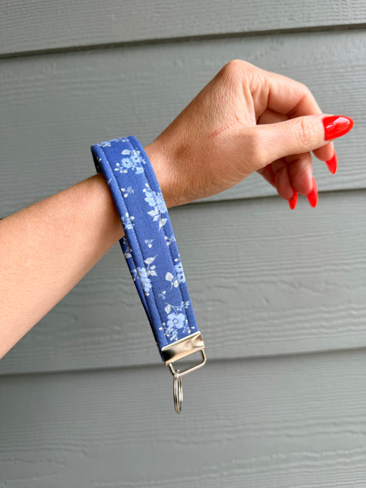 Blue Floral Wristlet