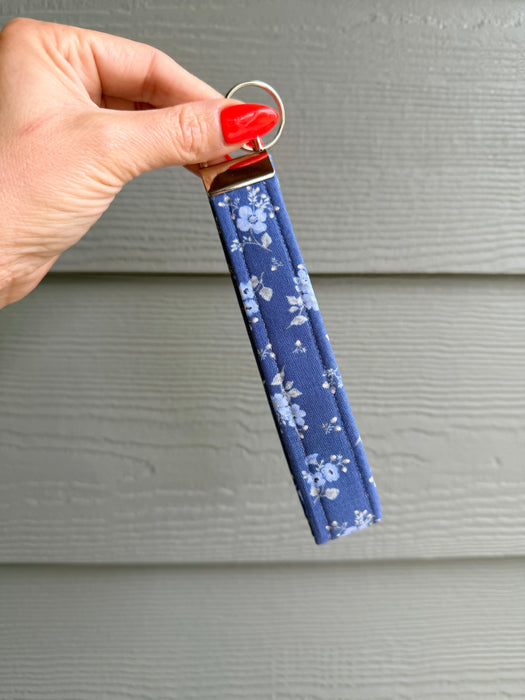 Blue Floral Wristlet
