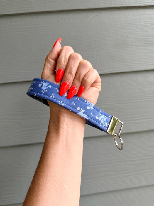 Blue Floral Wristlet
