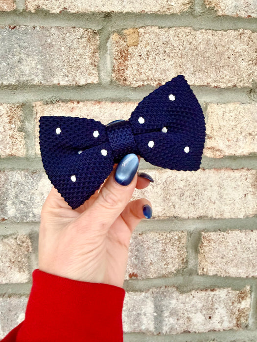 Polka Dot Knit Bow Tie