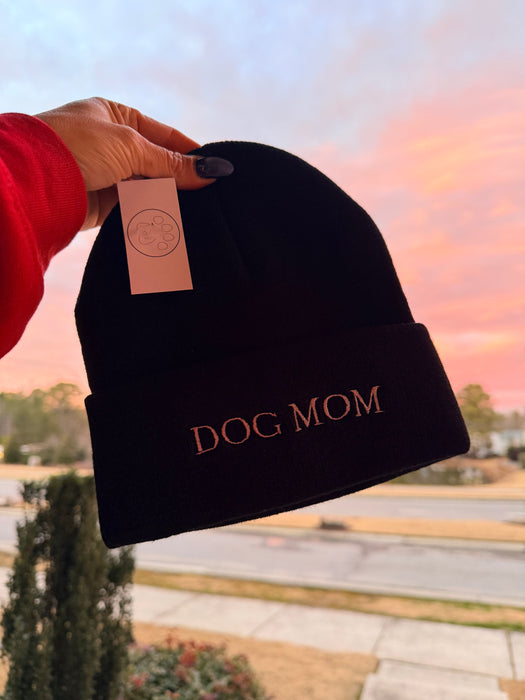 Dog Mom Embroidered Beanie