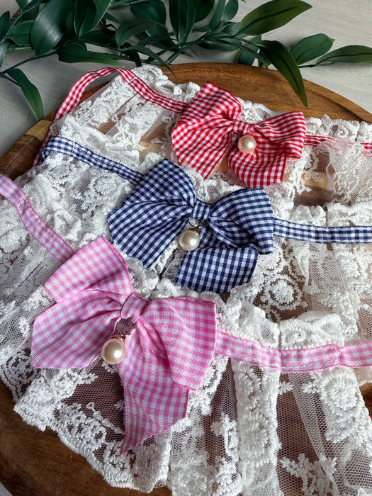Gingham Bow Lace Bandana