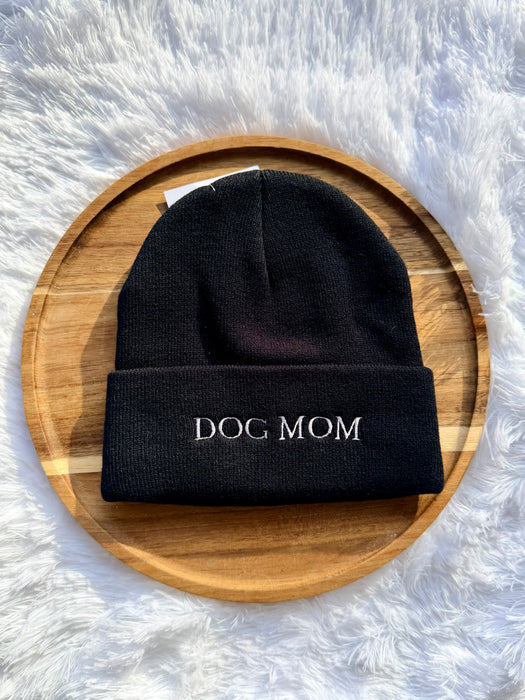 Dog Mom Embroidered Beanie