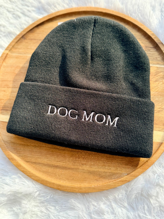 Dog Mom Embroidered Beanie