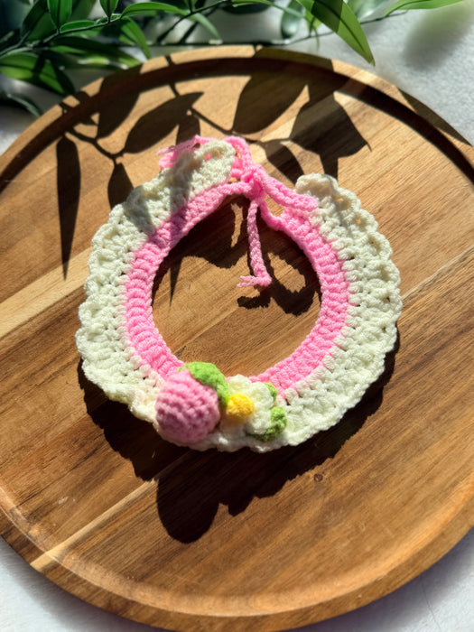 Pink Strawberry Floral Crochet Bandana