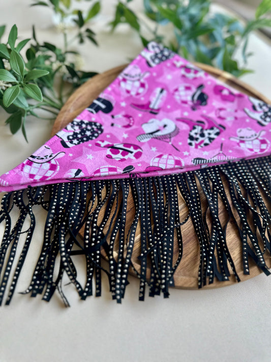 Faux Leather Rhinestone Fringe Trim