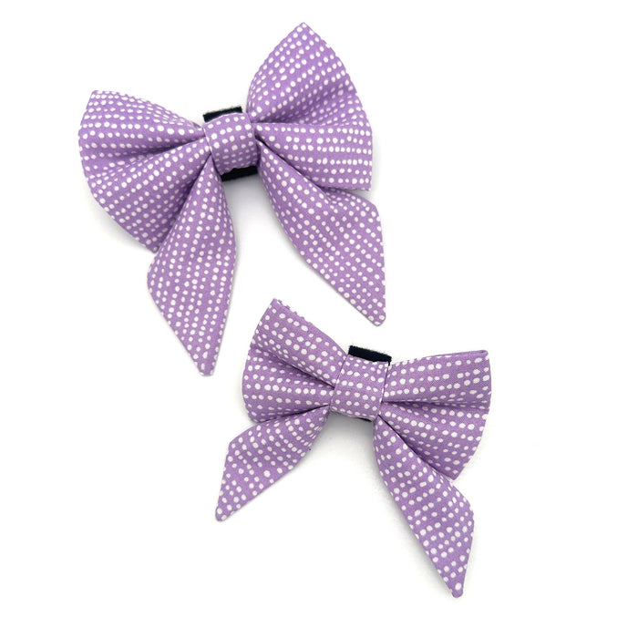 Purple Polka Dot Sailor Dog Bow: Large