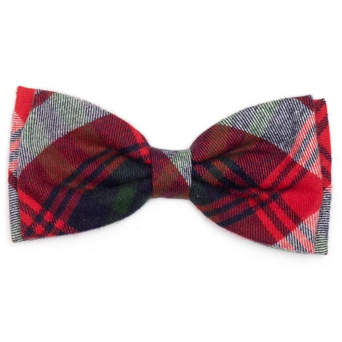 Red/Green/Navy Plaid Bow Tie: Red Multicolored / Small