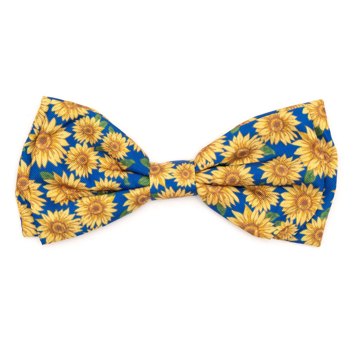 Sunflowers Bow Tie: Blue / Large