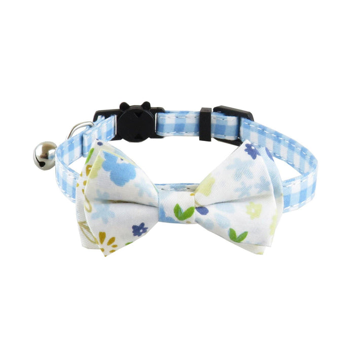 Mokka - Floral Bow Tie Cat Collar: Blue / Bandana