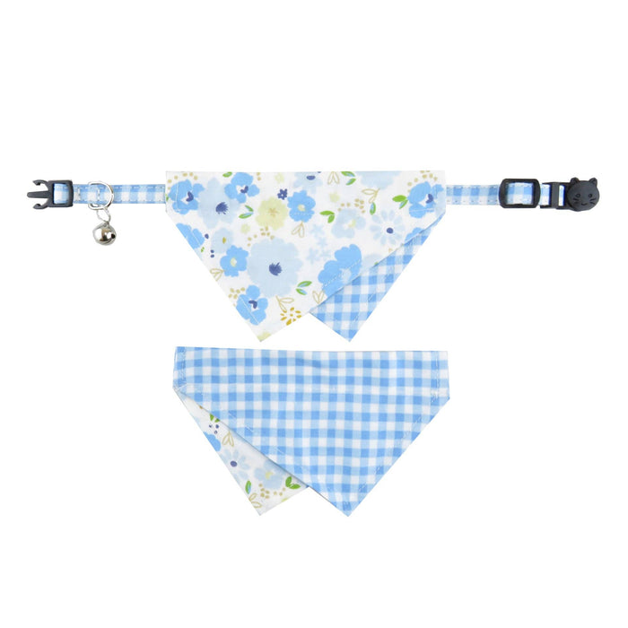 Mokka - Floral Bow Tie Cat Collar: Blue / Bandana